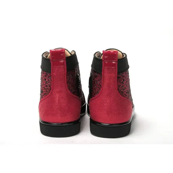 Christian Louboutin Red Black Louis Junior Spikes Sneaker Shoes - Picture 7 of 8
